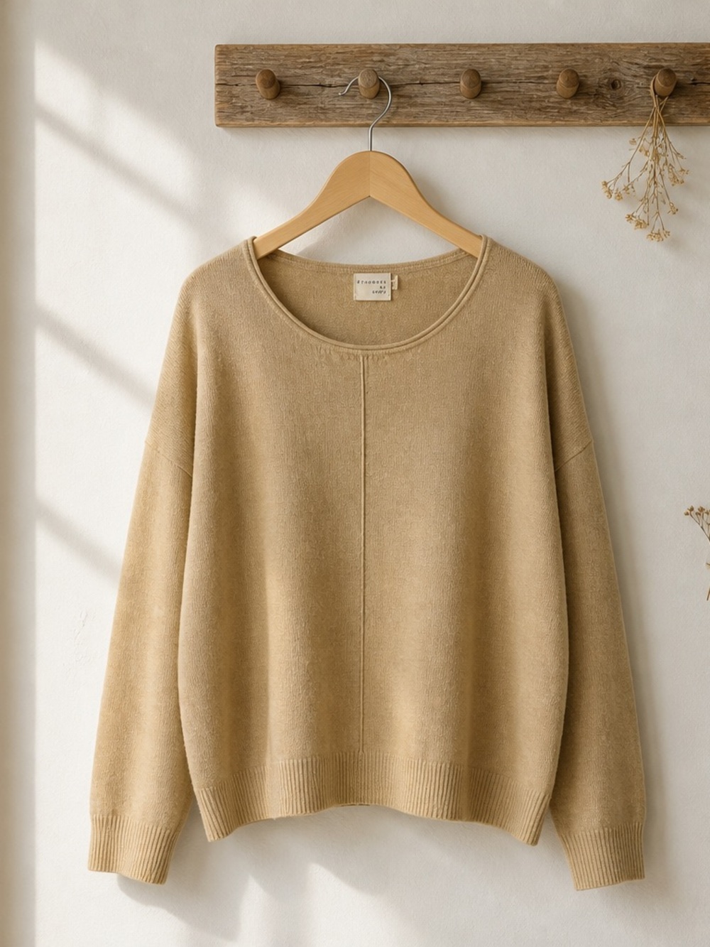 Dreamers Crewneck Sweater in Camel Beige